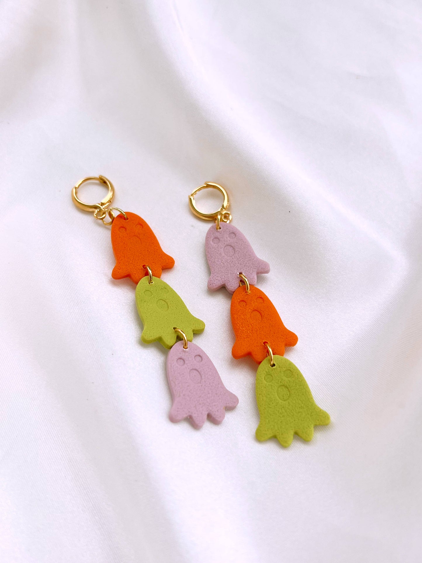 Colorful Ghost Dangles- Statement, Spooky, Halloween Earring