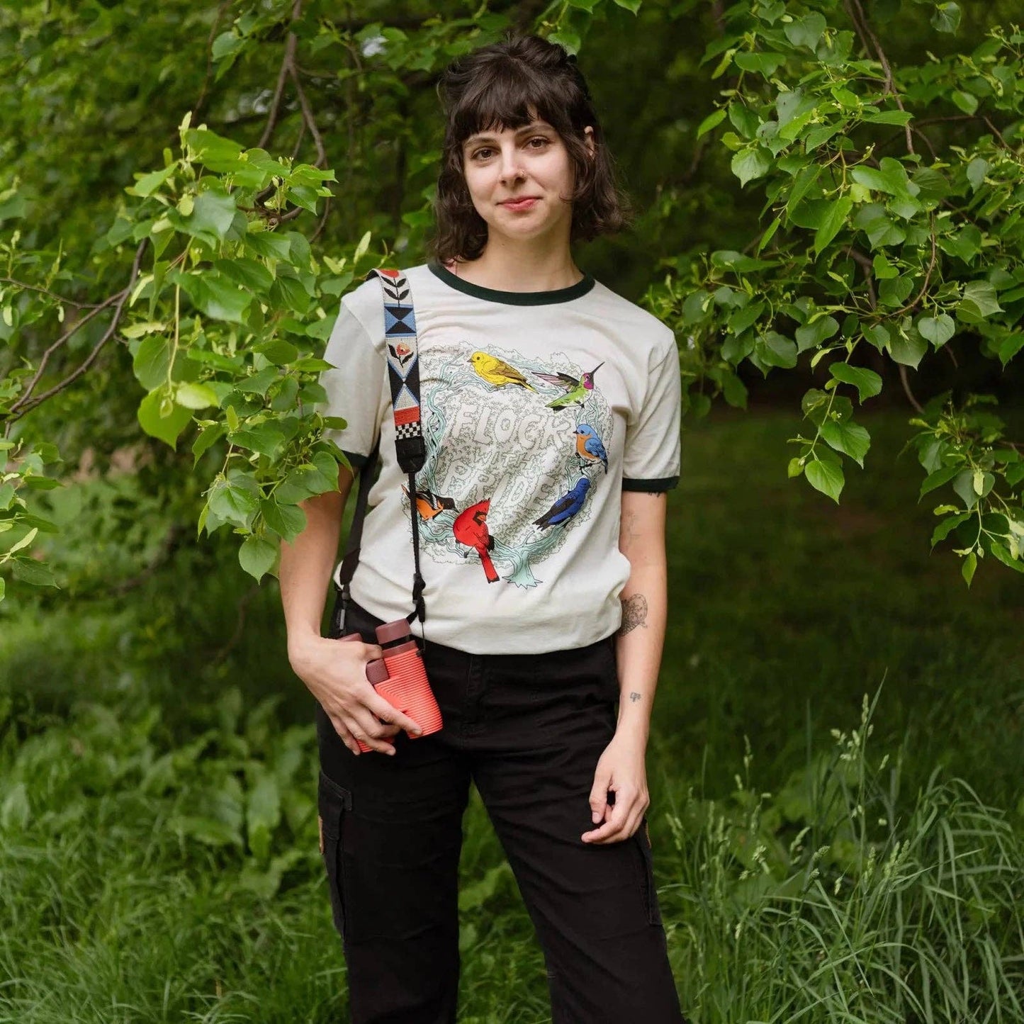 Flock With Pride Ringer Tee: Ivory / S