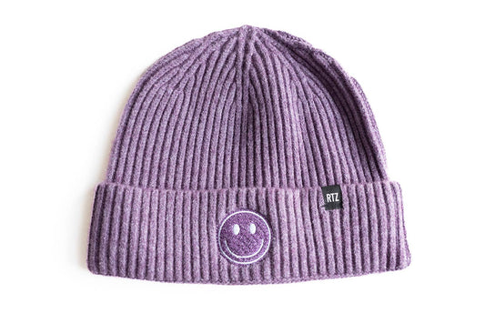 Heather Purple Smiley Beanie | Small (6M-18M)