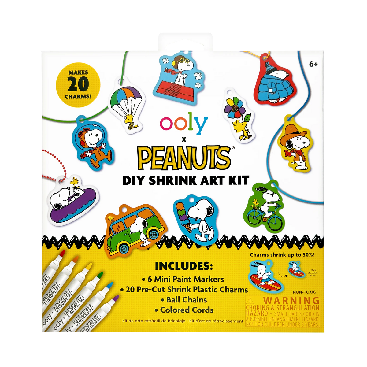 OOLY x Peanuts: D.I.Y. Shrink Art Kit & 6 Mini Paint Markers