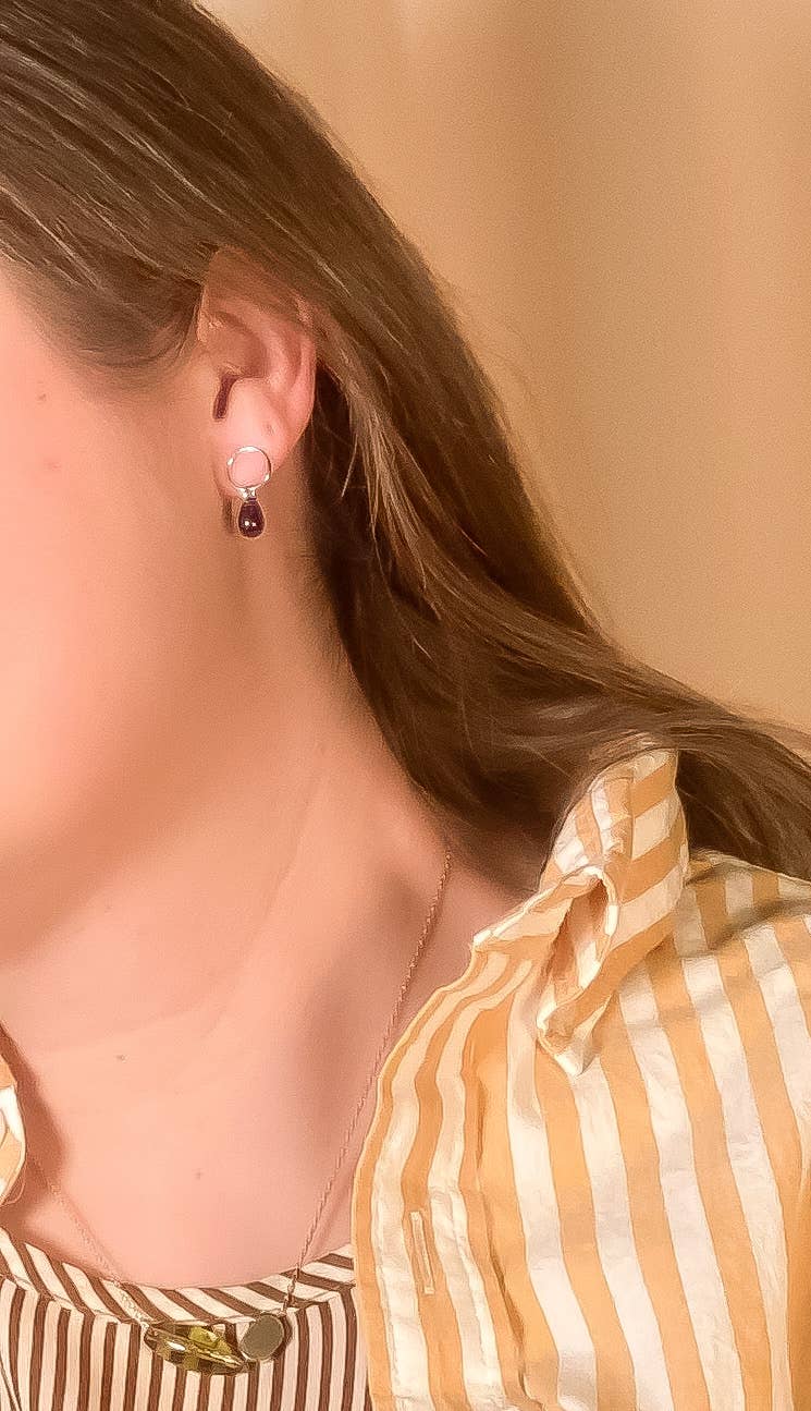 Cobalt Glass Teardrop Stud Earrings | Sterling Silver