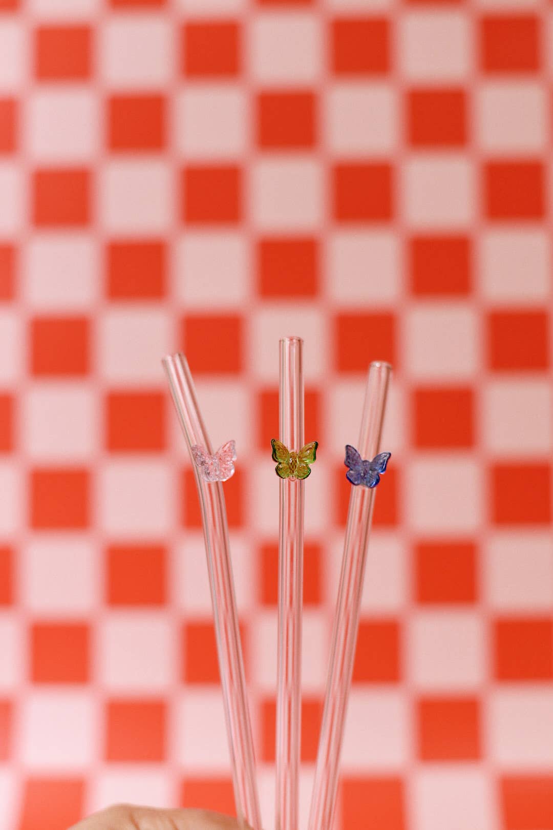 Butterfly Charm Glass Straws: Green