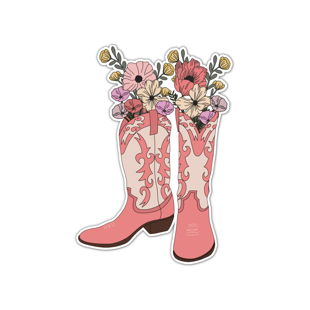 Boot Open Button Sticker Cowboy Boot Sticker – Small Batch