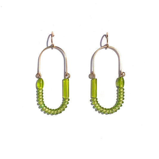 Balance Earrings- Olive + Chartreuse