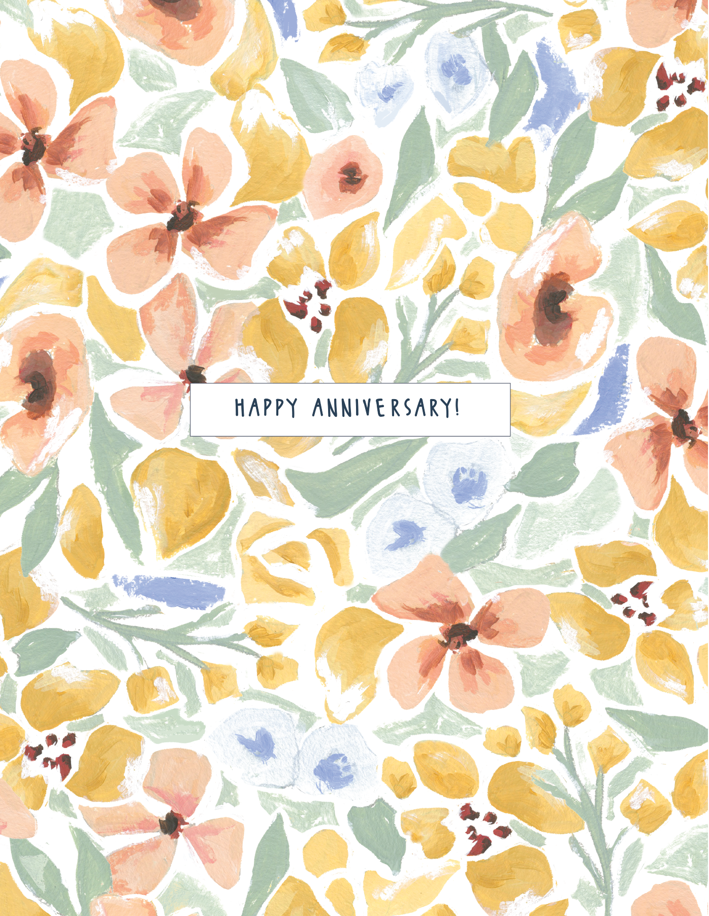 Yellow Floral Happy Anniversary Card