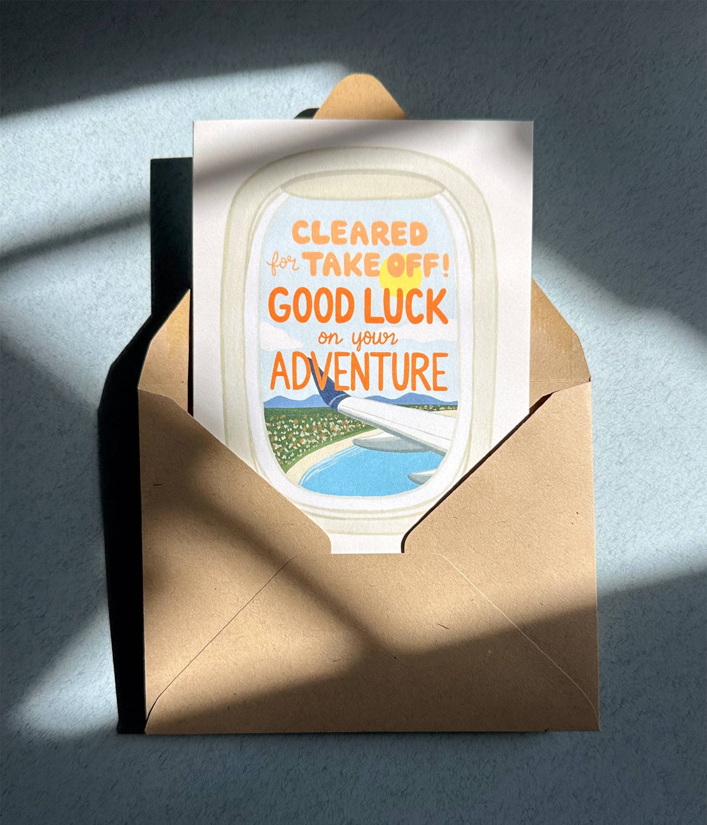 Airplane Window Adventure Good Luck Card