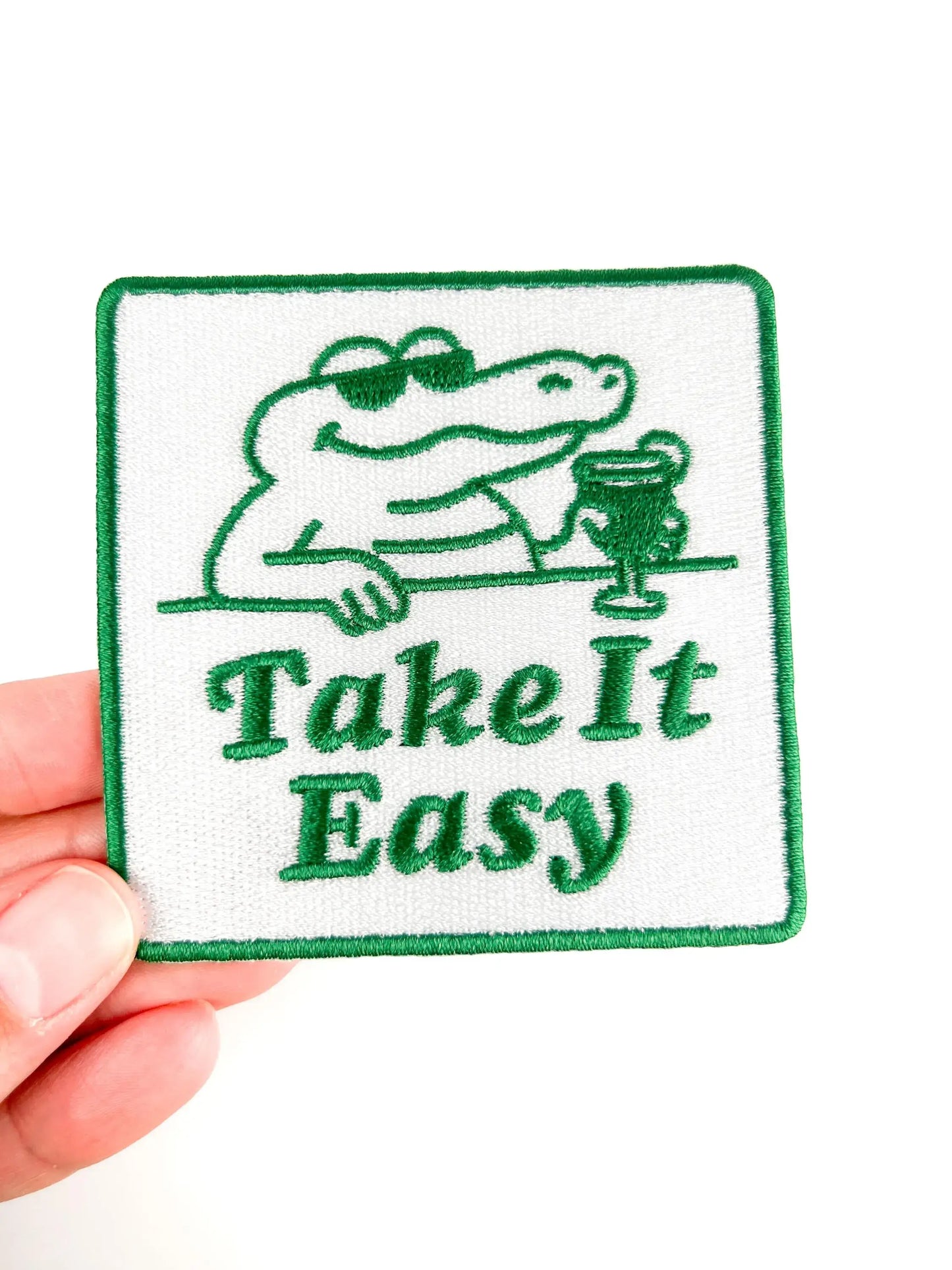 Take It Easy Iron On Patch Retro Alligator Patch