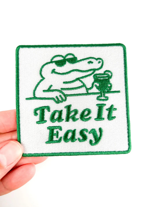 Take It Easy Iron On Patch Retro Alligator Patch