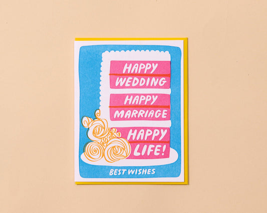Letterpress Wedding Card | Happy Marriage/Life