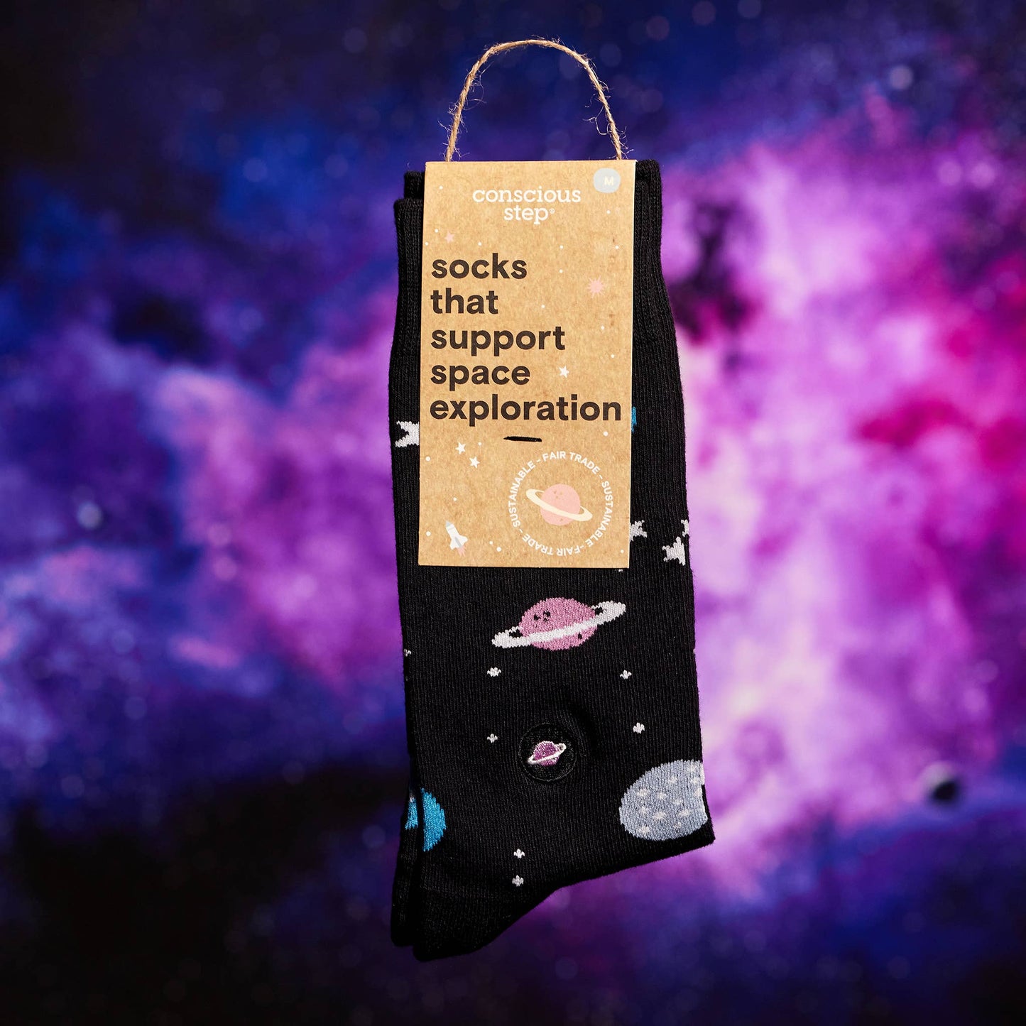 Socks that Support Space Exploration (Black Galaxy): Medium