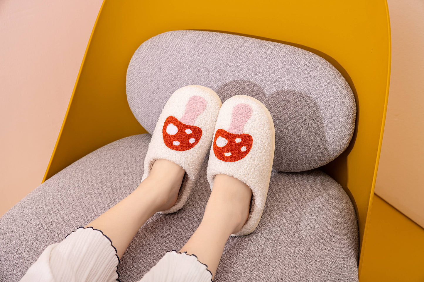 Mushroom Illustrated House Slippers | Medium