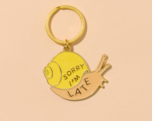 Sorry I'm Late Enamel Snail Keychain