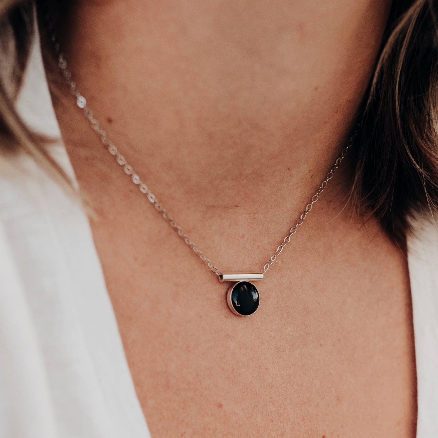 Inlay Chiefe Necklace: Sterling Silver / Onyx