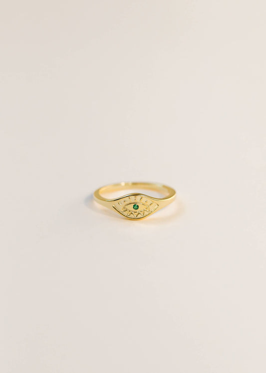 Emerald Evil Eye Ring | Gold | 6