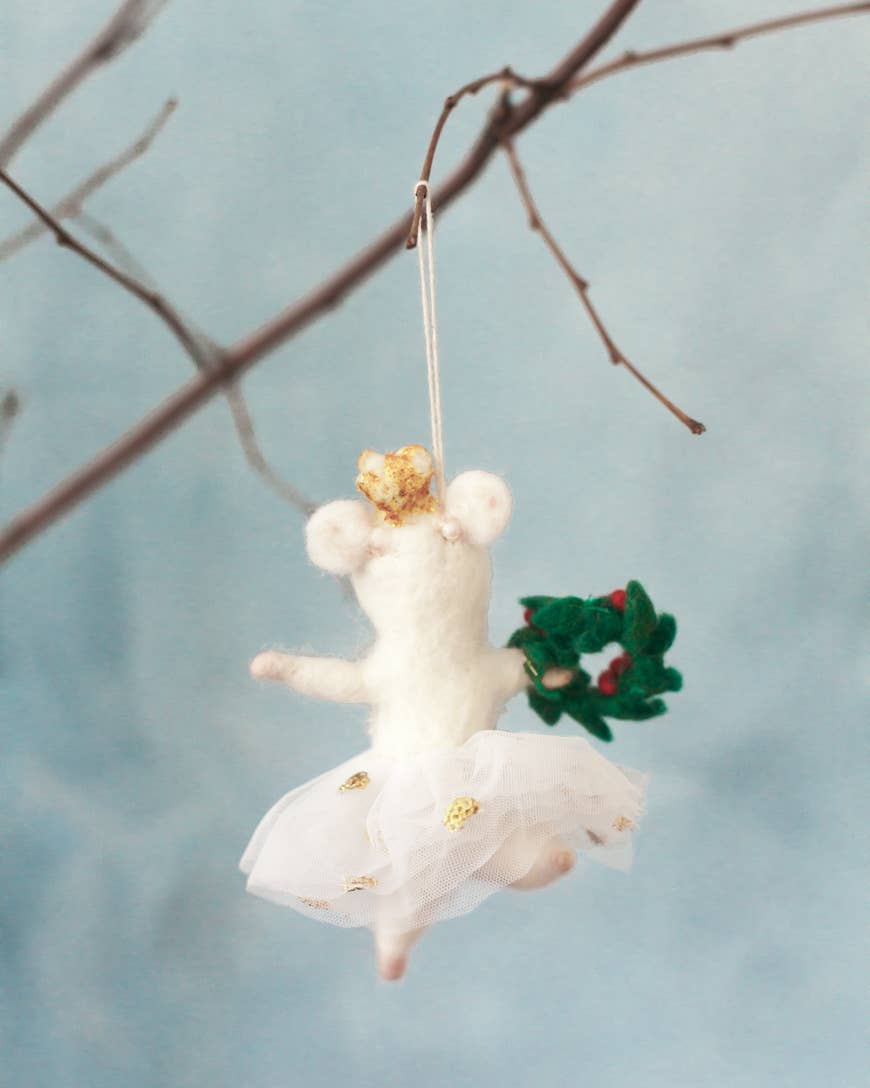 Ballerina Mouse Felt Ornament