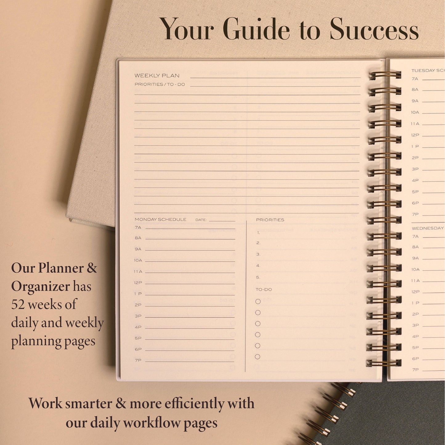 The Yearly Planner -Undated 52 week planner - Spiral Bound : Olive