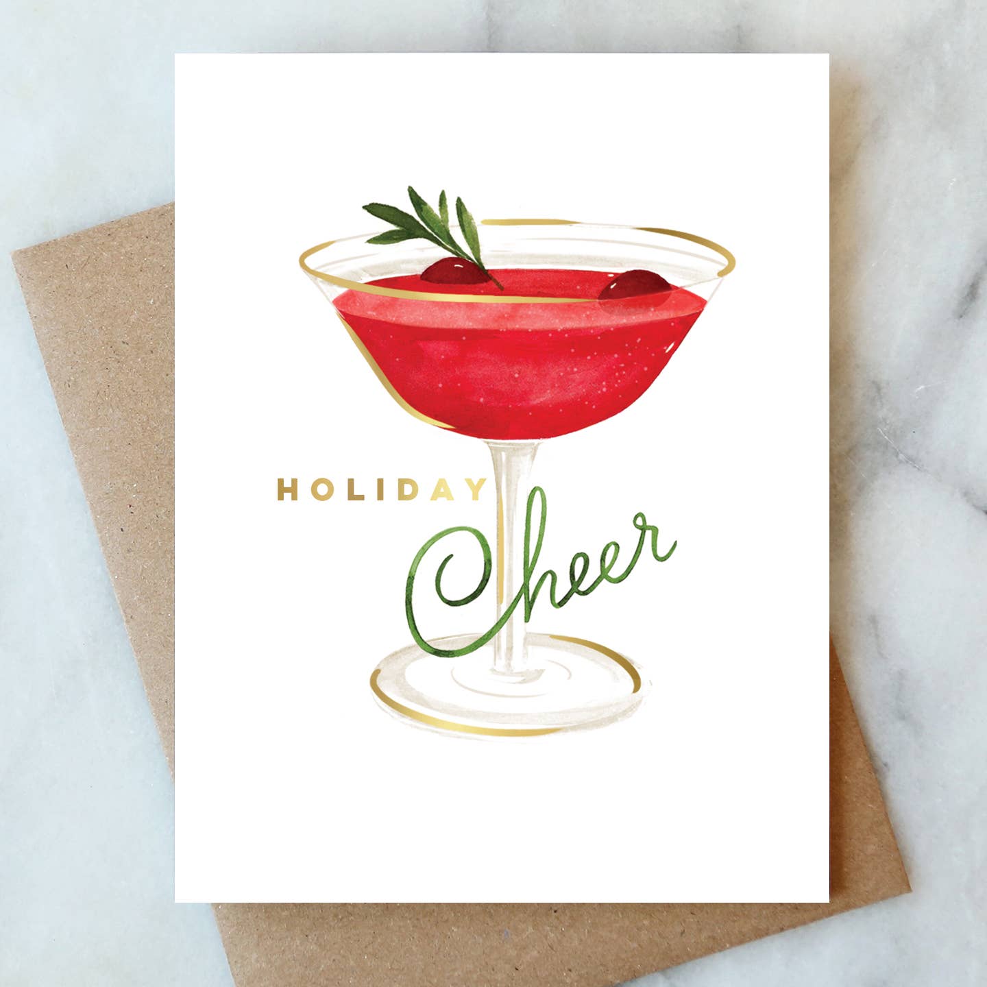 Cranberry Cocktail Christmas Holiday Card