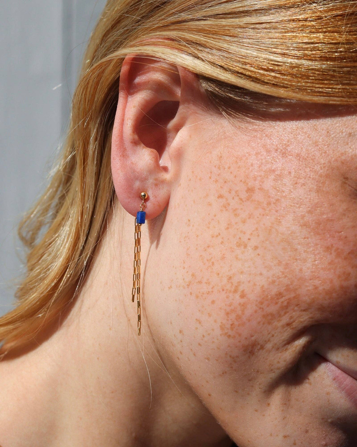 Lapis Lazuli Drops: 14k Gold Fill / Butterfly Back with Nova Chain Drop