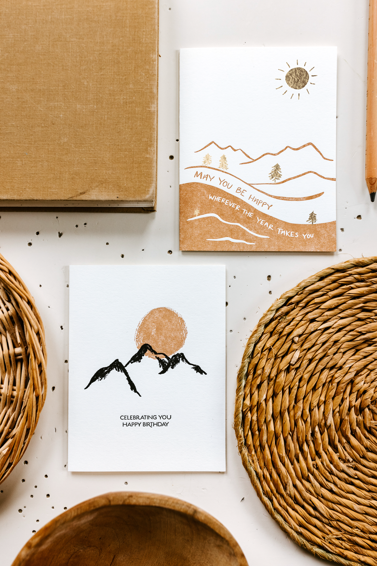 Celebrating You, Happy Birthday - Mountain -Letterpress Card
