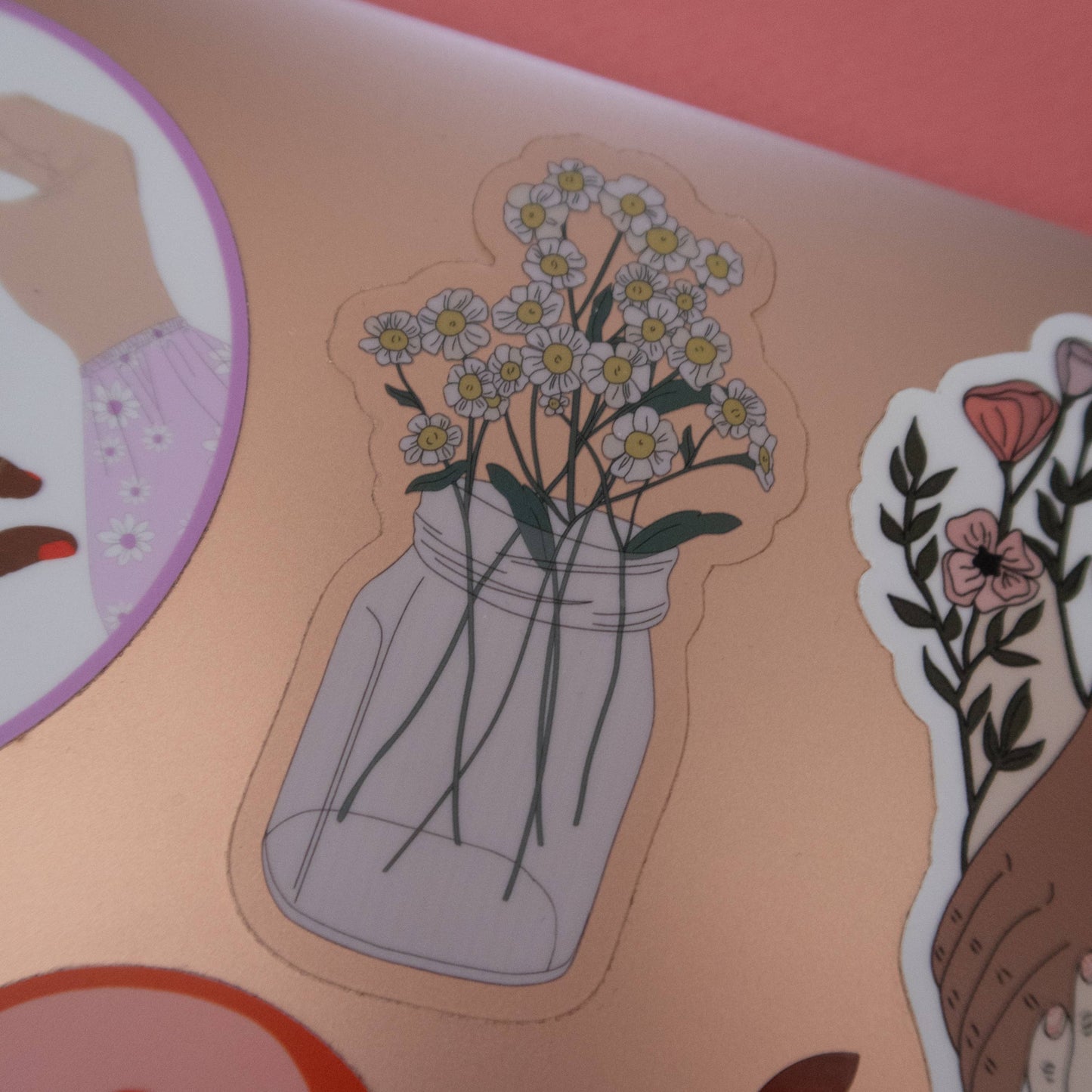 Daisy Mason Jar Sticker