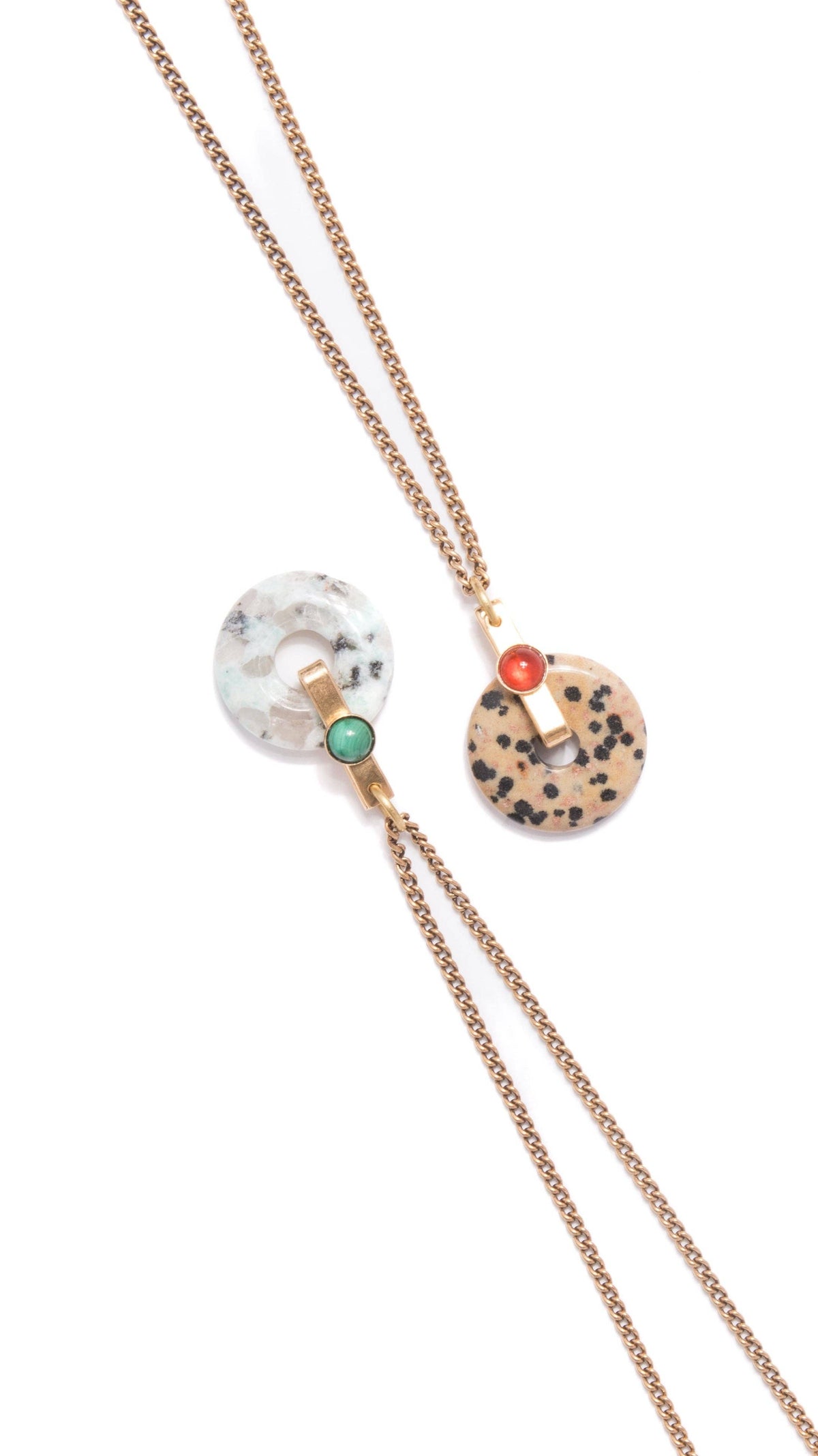 Dalmatian Jasper Donut Pendant Necklace: 18"