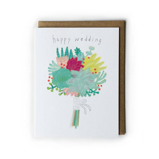 Succulent Bouquet Wedding Greeting Card