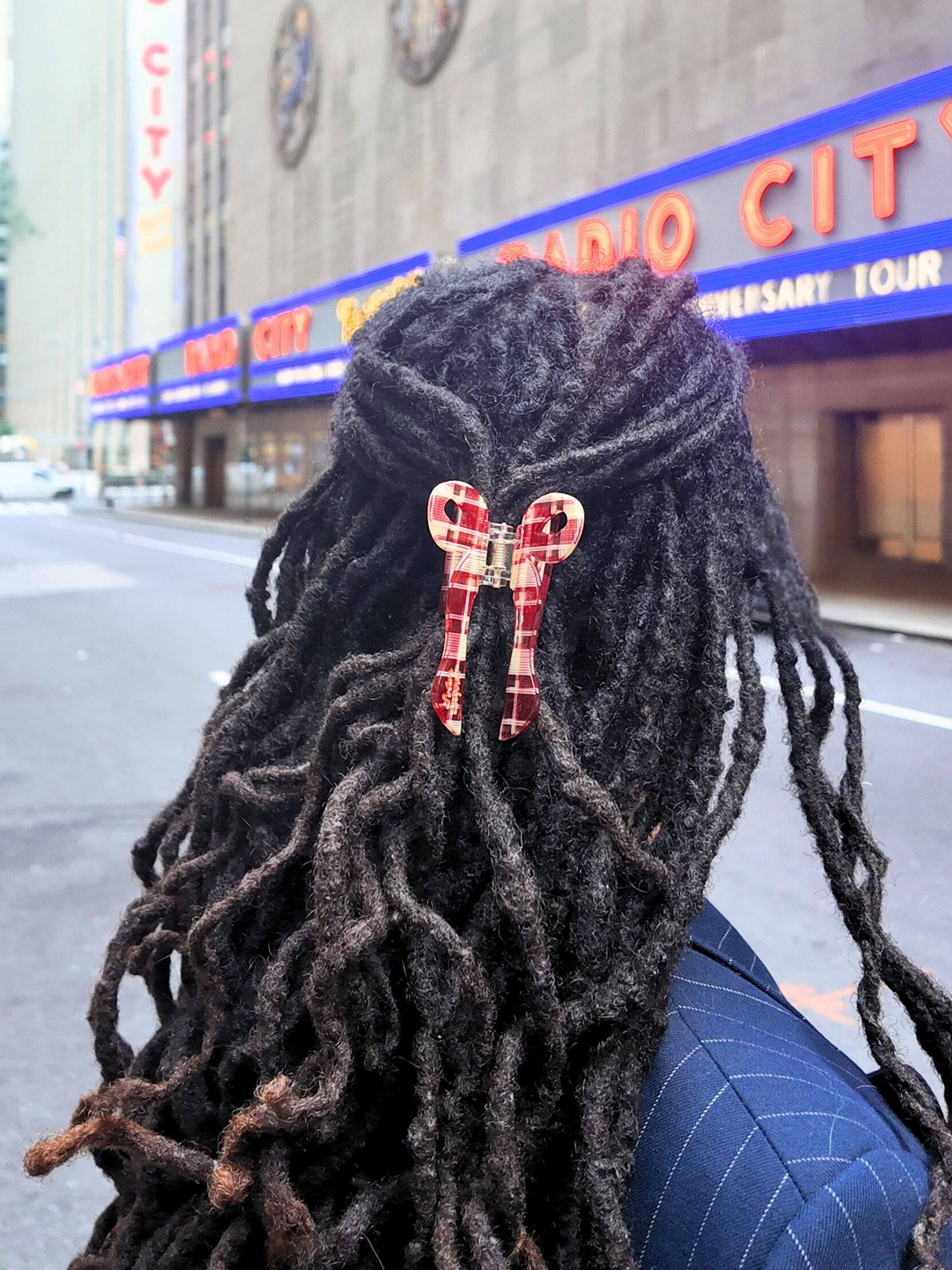 Hand-painted Coquette Bow Claw Hair Clip | Eco-Friendly: Red Plaid