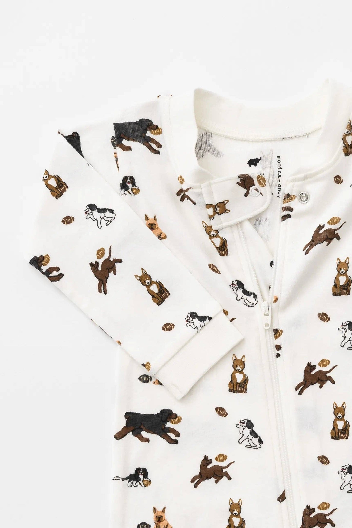 One-Piece Baby Pajamas_Football Pups: Unisex / Football Pups / 3-6m