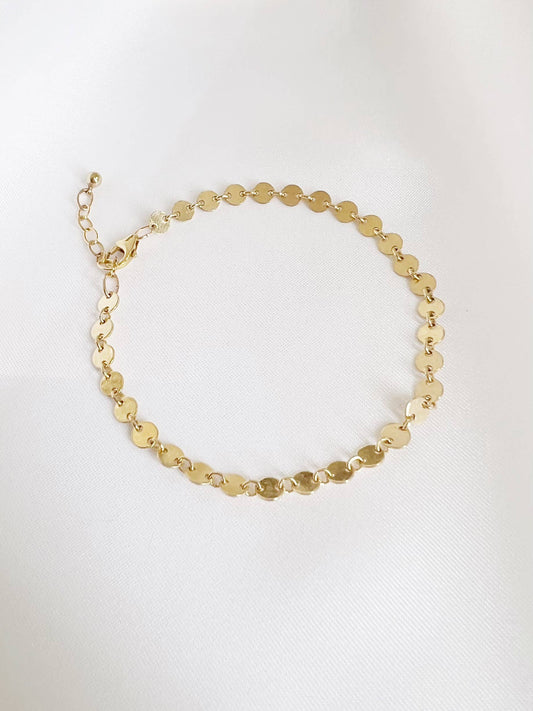 Luxe Sequin Disc Chain Bracelet Gold Filled