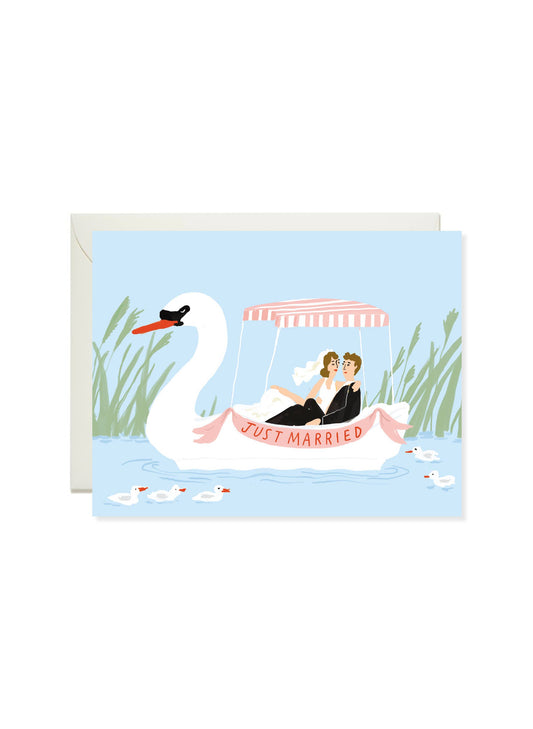 Swan Boat Wedding Card