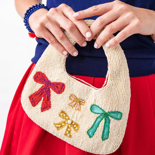 Evelynn Multi Bow Hobo Beaded Bag