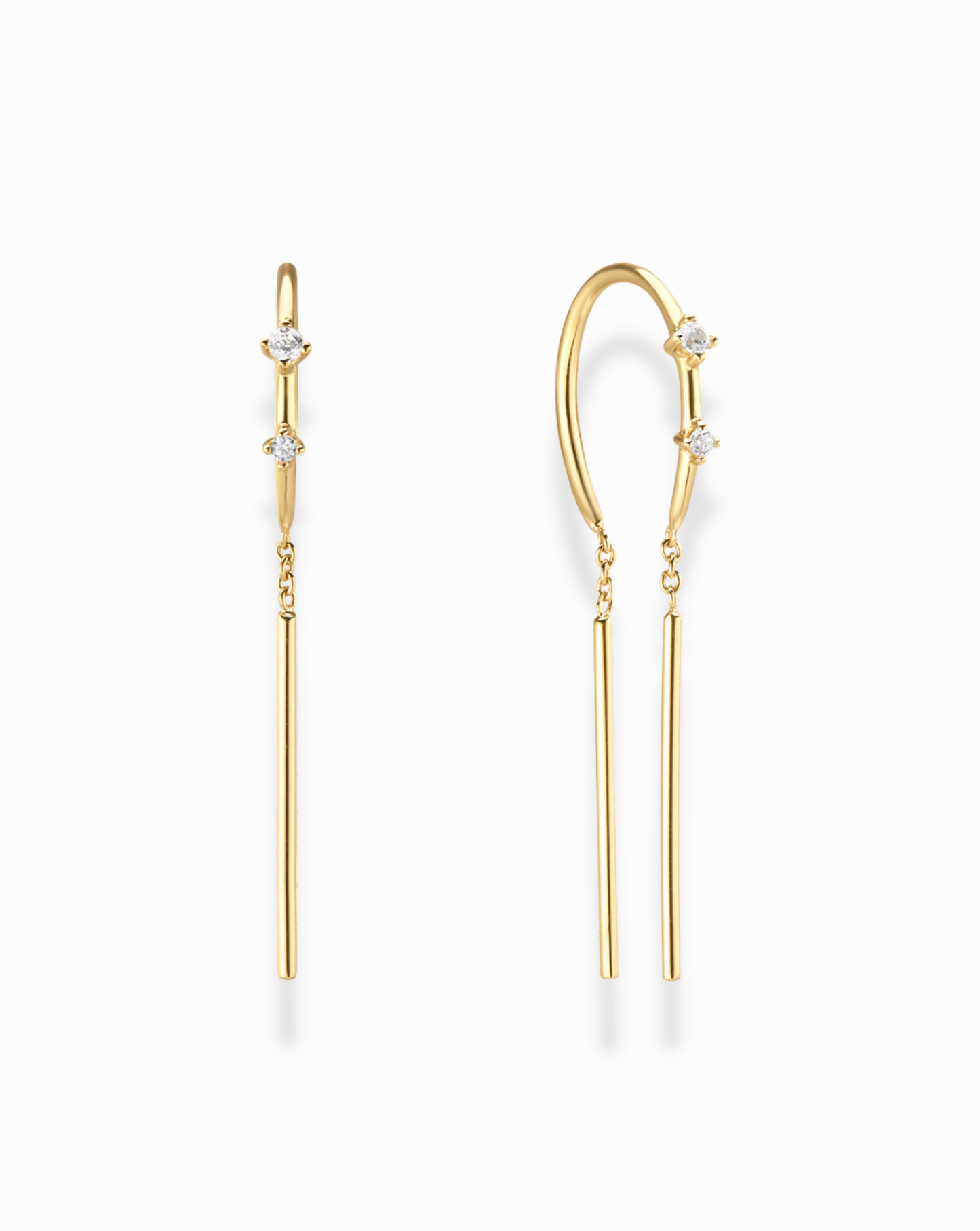 Mila Threader Huggies: Cubic zirconia / Long