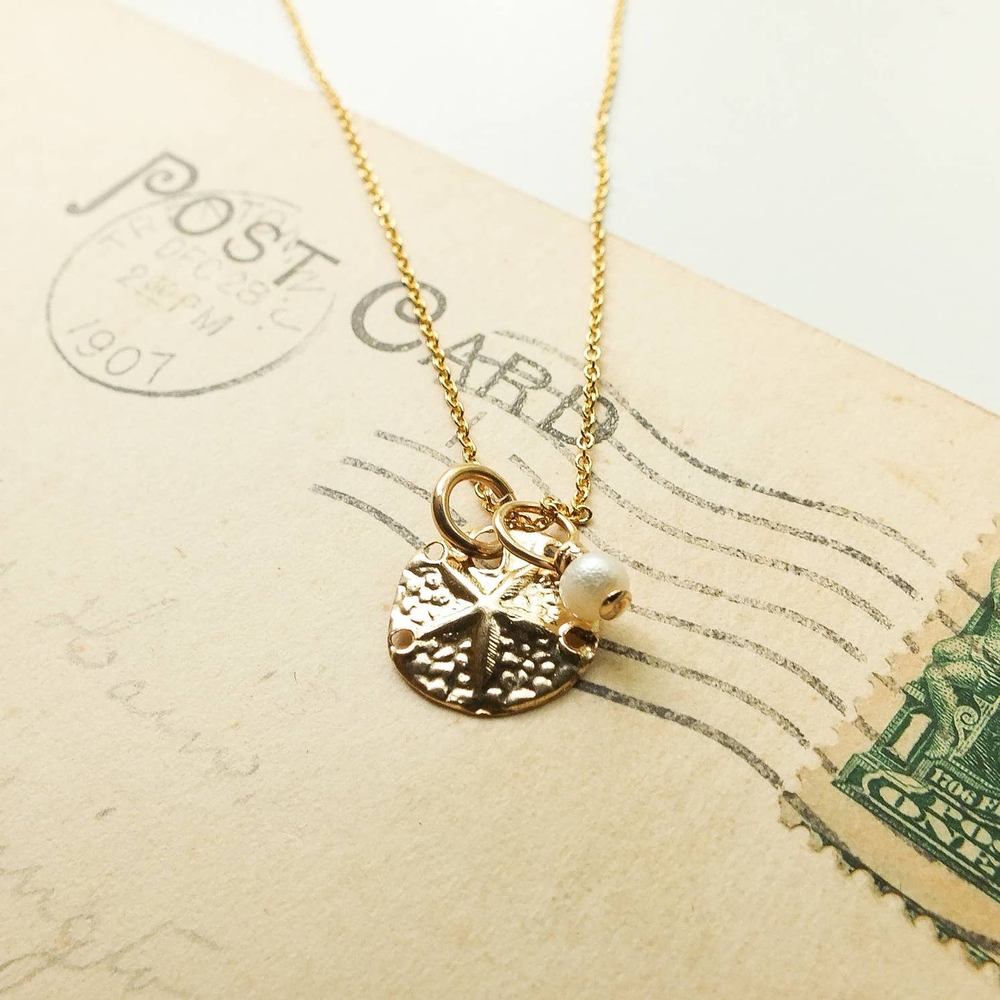 Sand Dollar Sea Necklace: Gold Fill