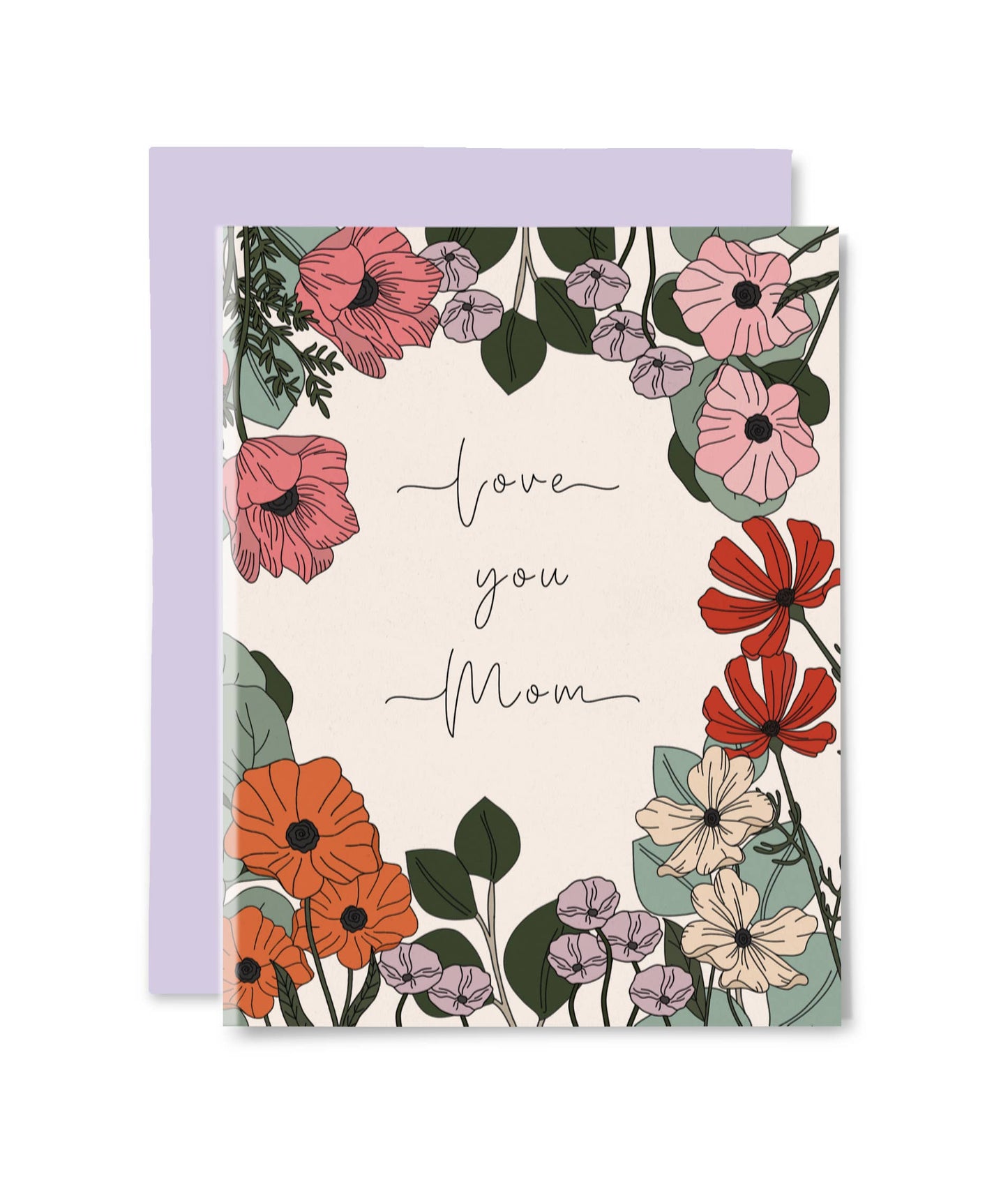 Love You Mom Flowers Card