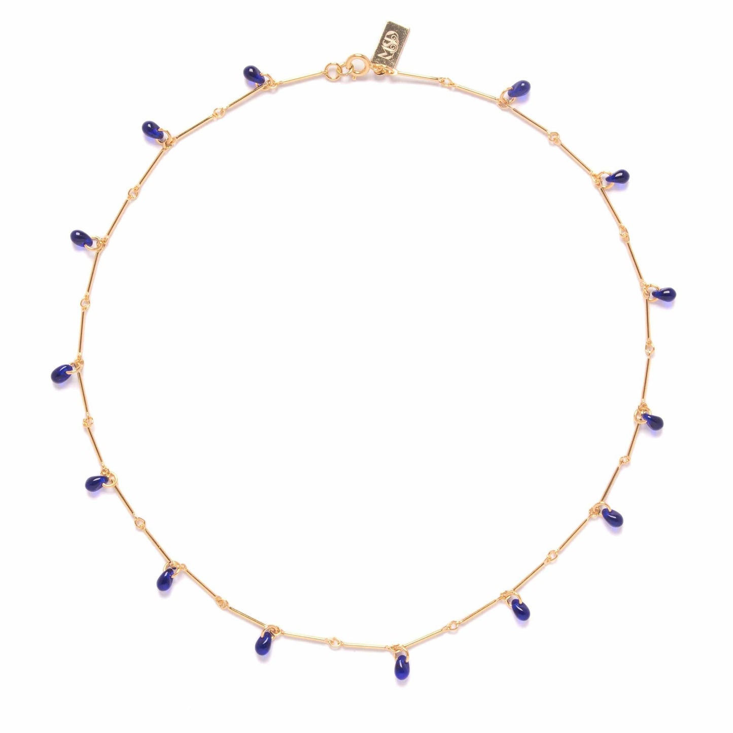 Teardrop Fringe 18" Necklace in Cobalt Glass