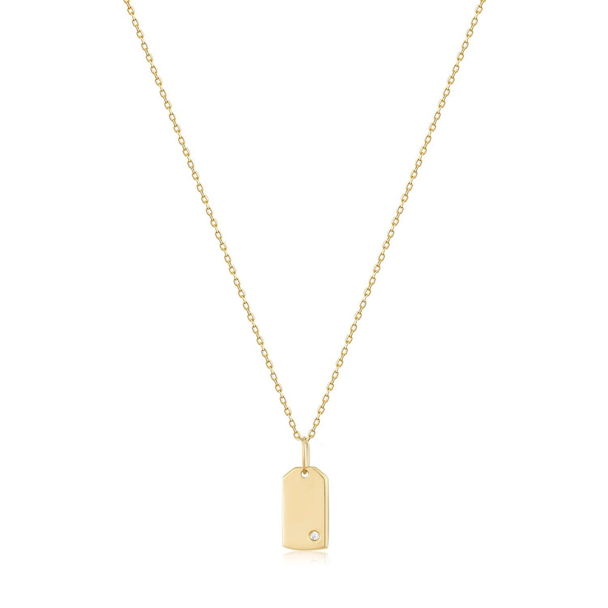 Diamond Rectangle Tag Necklace