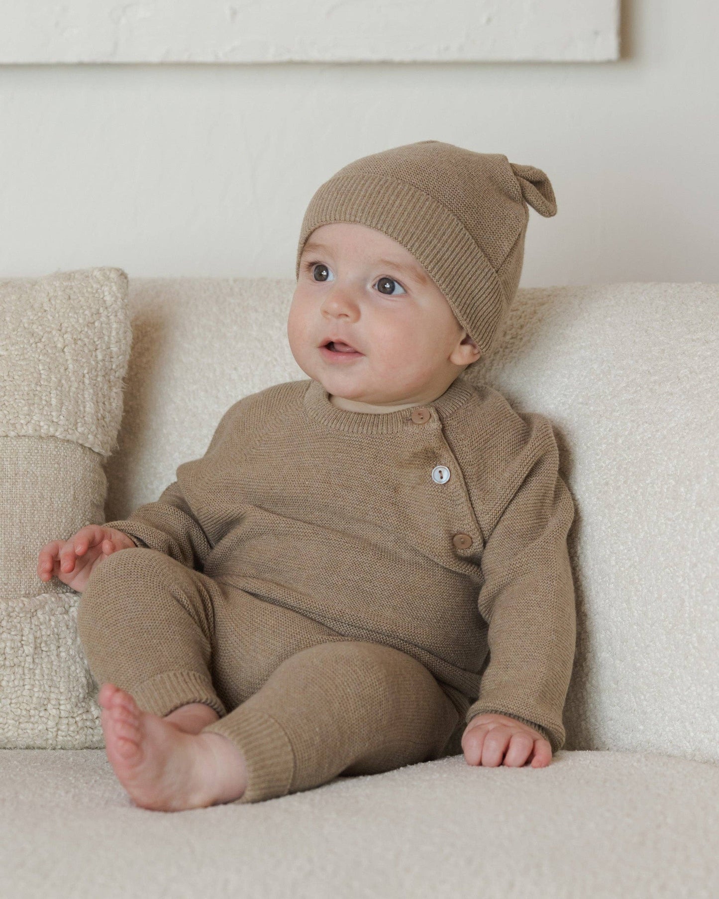 Baby Bear Beanie Heathered Mocha: 6-12M