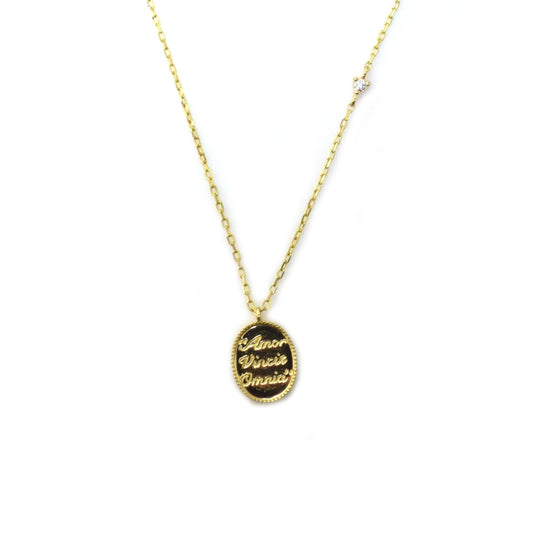Solid Gold "Love Conquers All" Diamond Pendant
