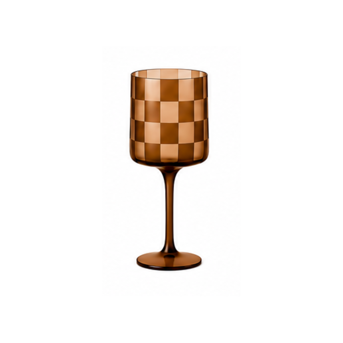 Checkered Wine Glass: Dusty Blue