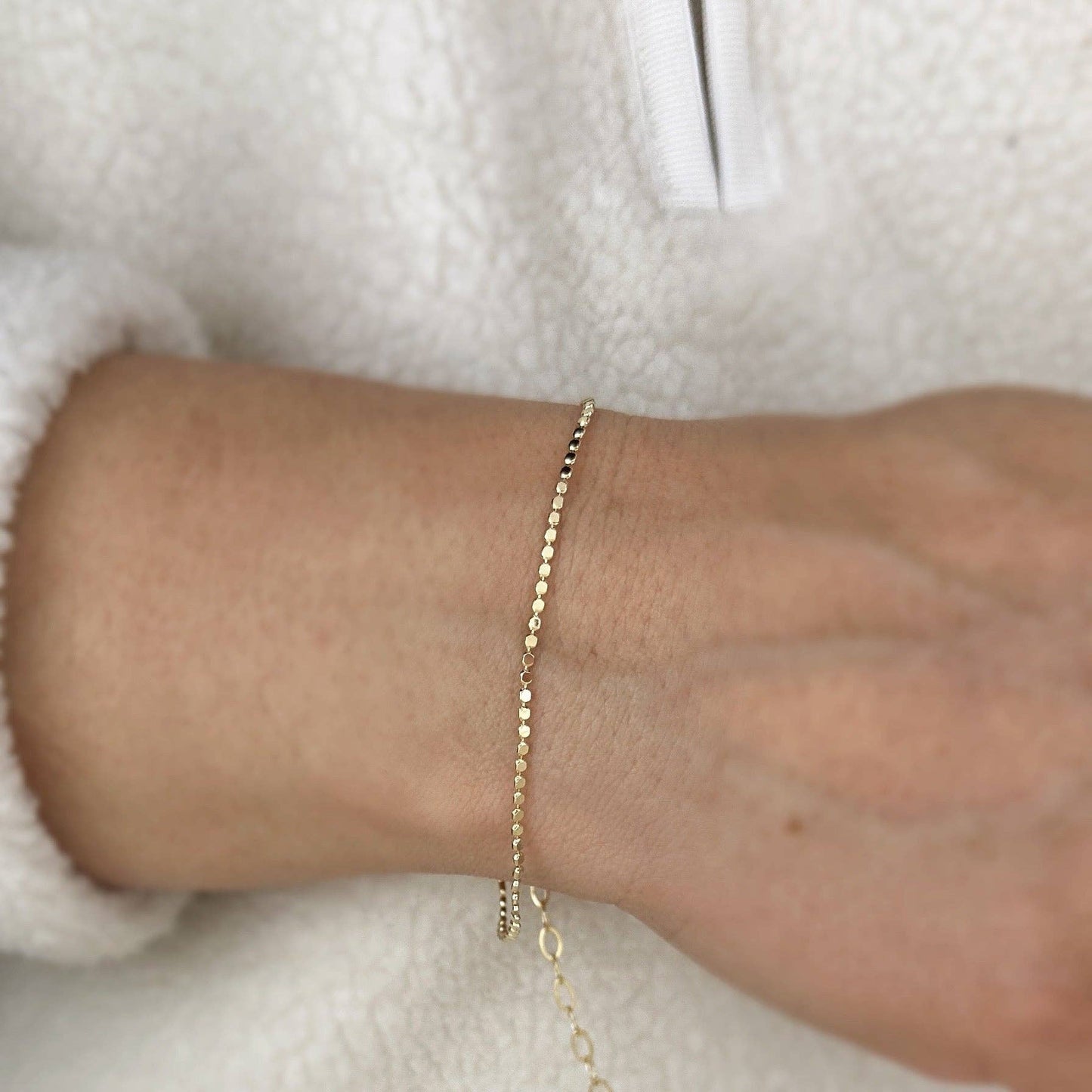 18k Gold Filled 1.5mm Flat Dot Ball Bracelet | 6.5 inches + 2 inch extender