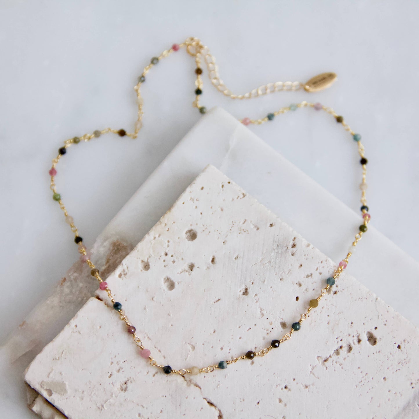 Tourmaline Choker Necklace | Gold