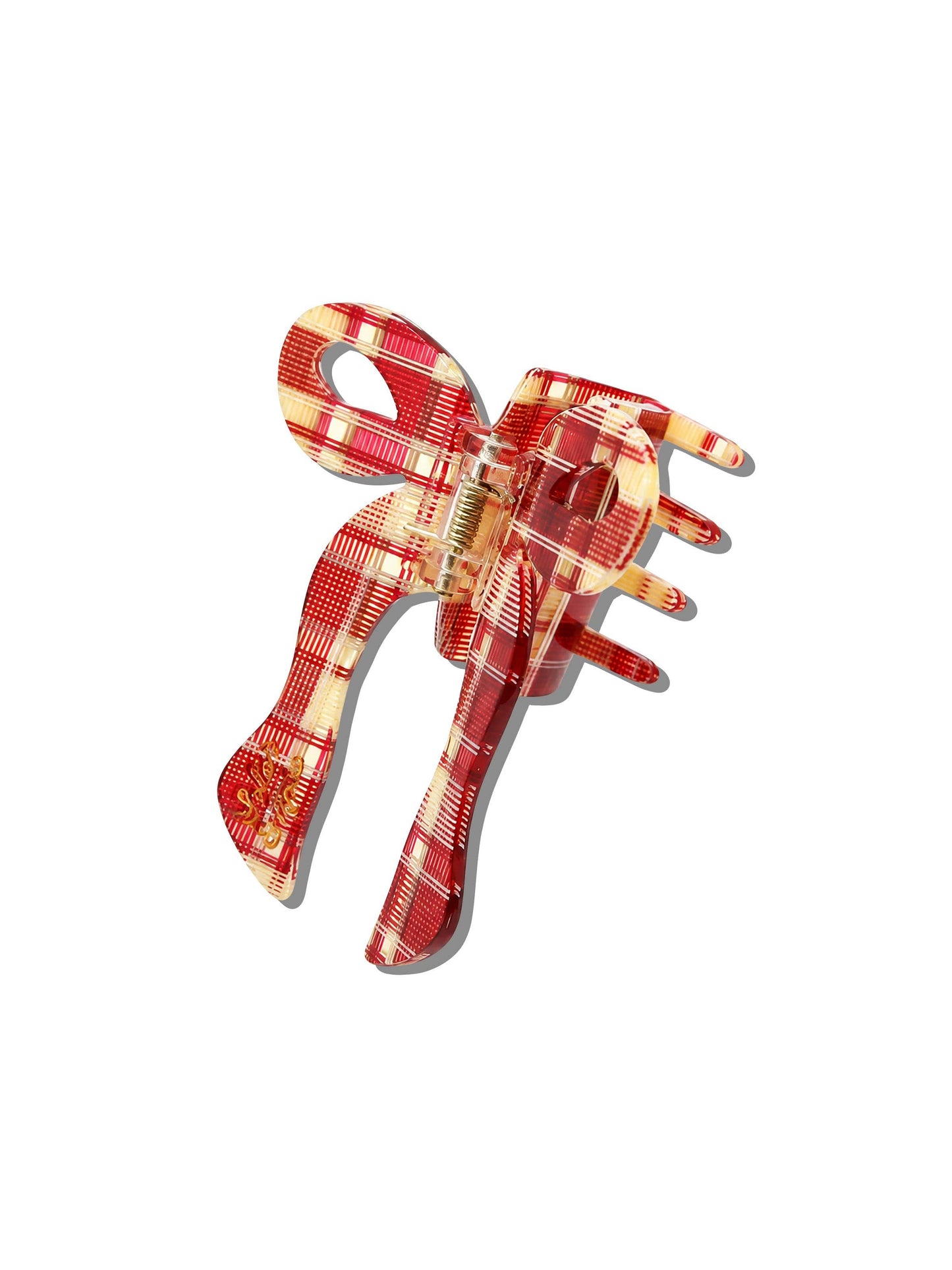Hand-painted Coquette Bow Claw Hair Clip | Eco-Friendly: Red Plaid