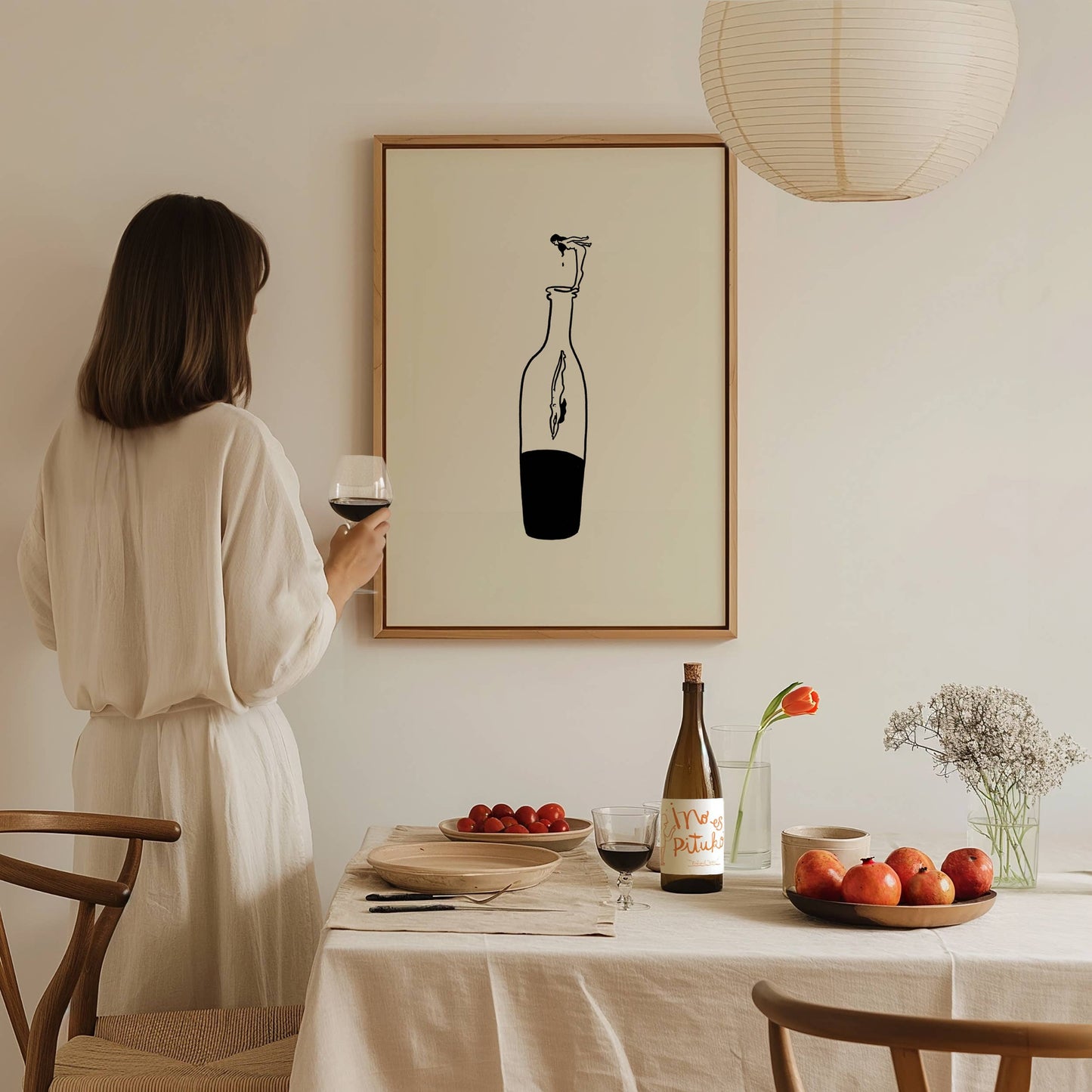 Wine Dive Minimal Art Print | Large