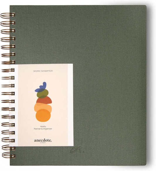 The Yearly Planner -Undated 52 week planner - Spiral Bound : Evergreen
