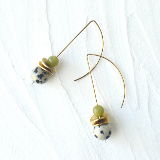 Bonita Drop Earrings : Dalmatians Jasper w/ Yellow