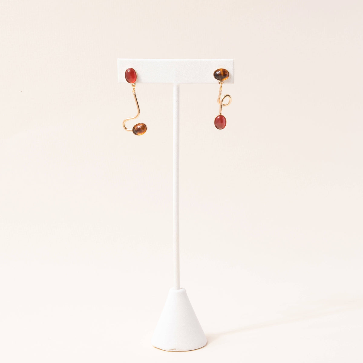 Carnelian + Tortoise Contour Earrings