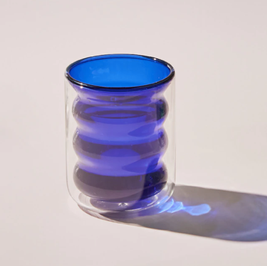 Colored Double Layer Glass Cup | Blue
