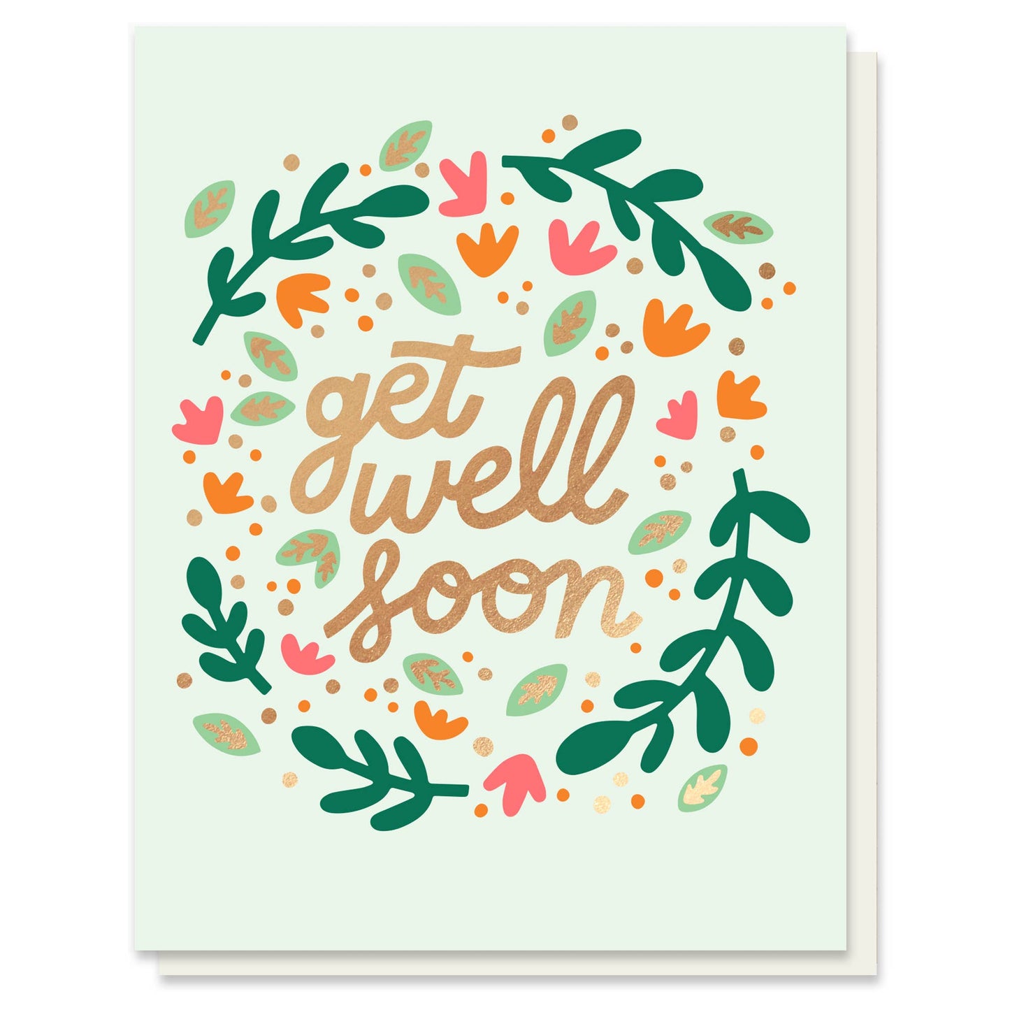 Get Well Wreath Card with Gold Foil
