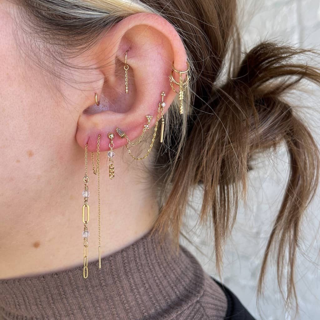 Moonstone Chain Threaders | 14k Gold Filled