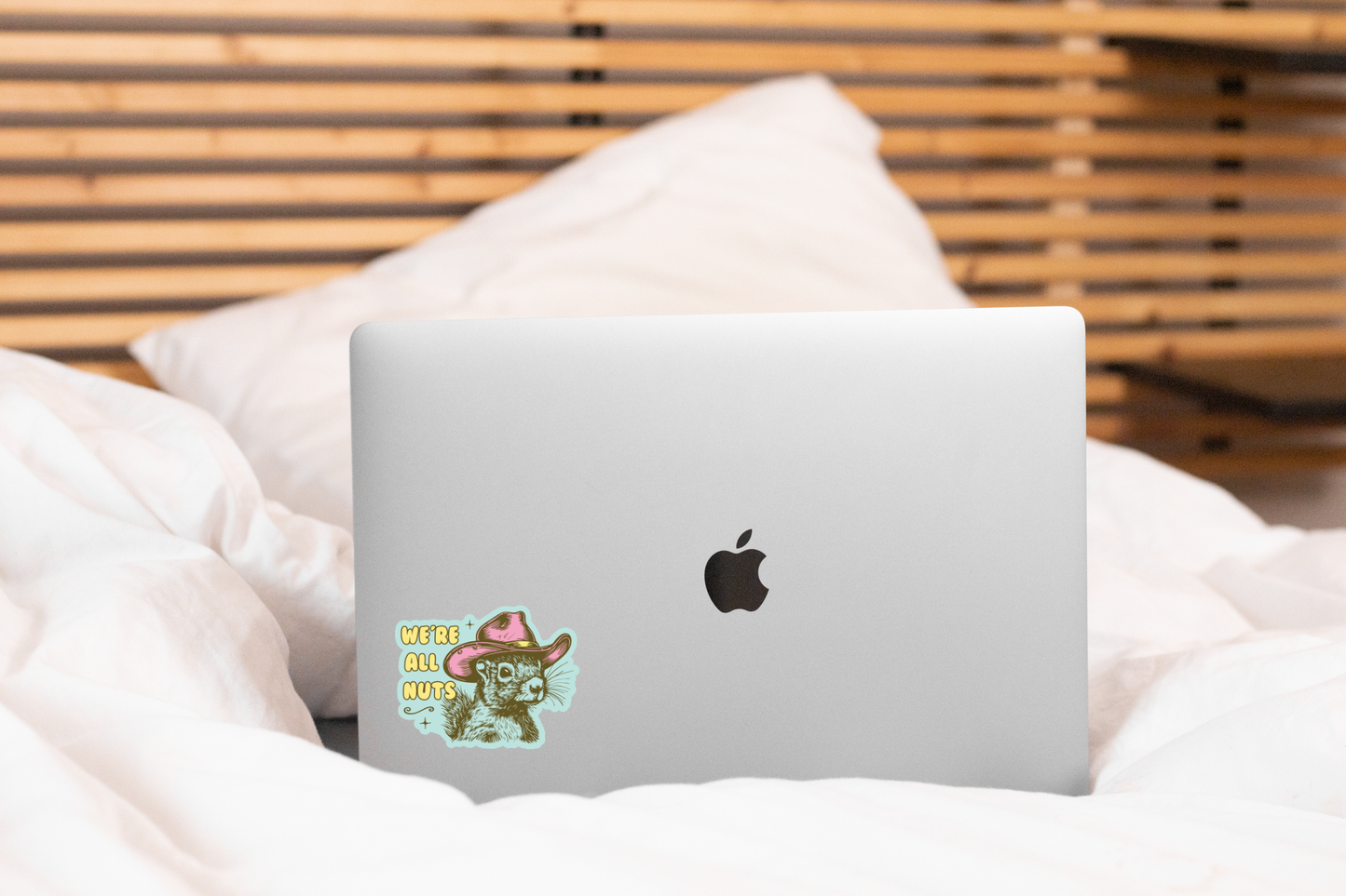 We're All Nuts Sticker - squirrel, cowboy, western, desert